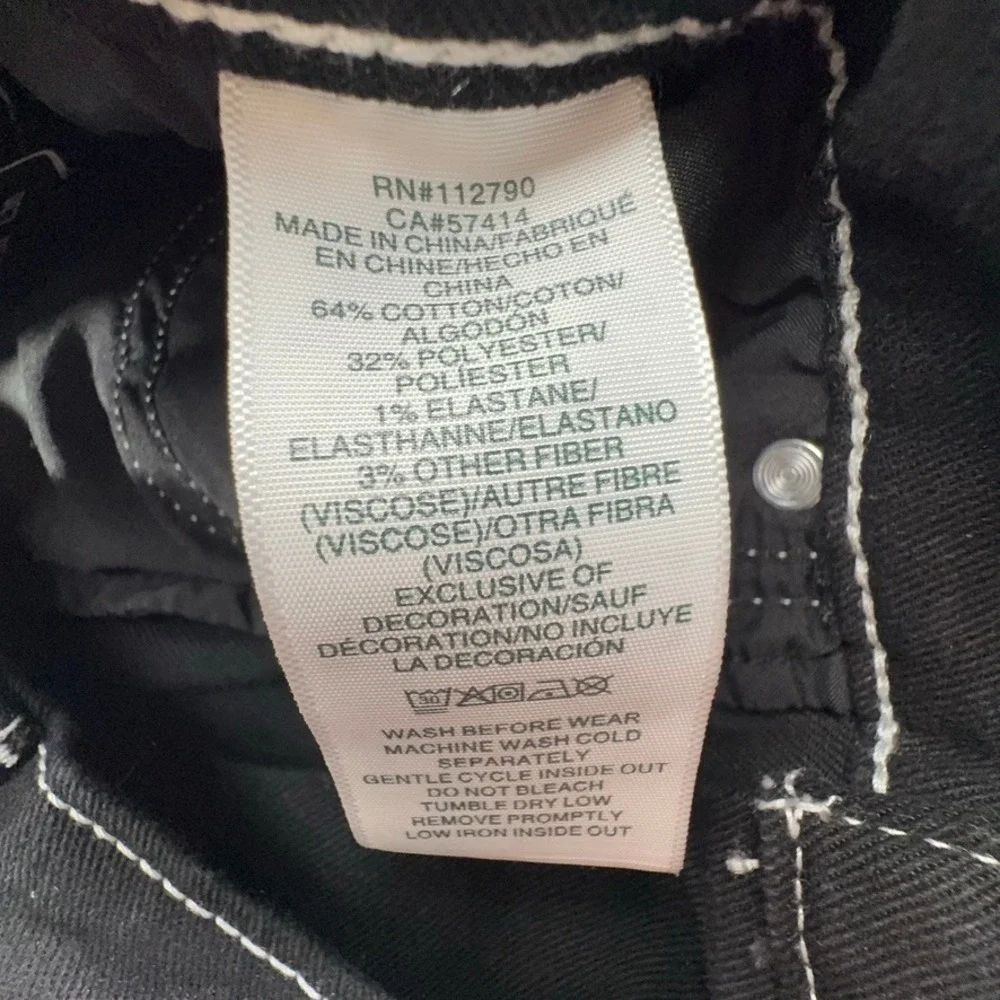 True Religion Ricky Relaxed Straight Jeans Mens 36 Rinse Black Contrast Stitch